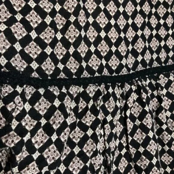 JAPNA BLACK/WHITE CROCET ACCENT HAND MADE IN INDIA 3/4 SLEEVE BLOUSE SMALL-EUC - Picture 6 of 9